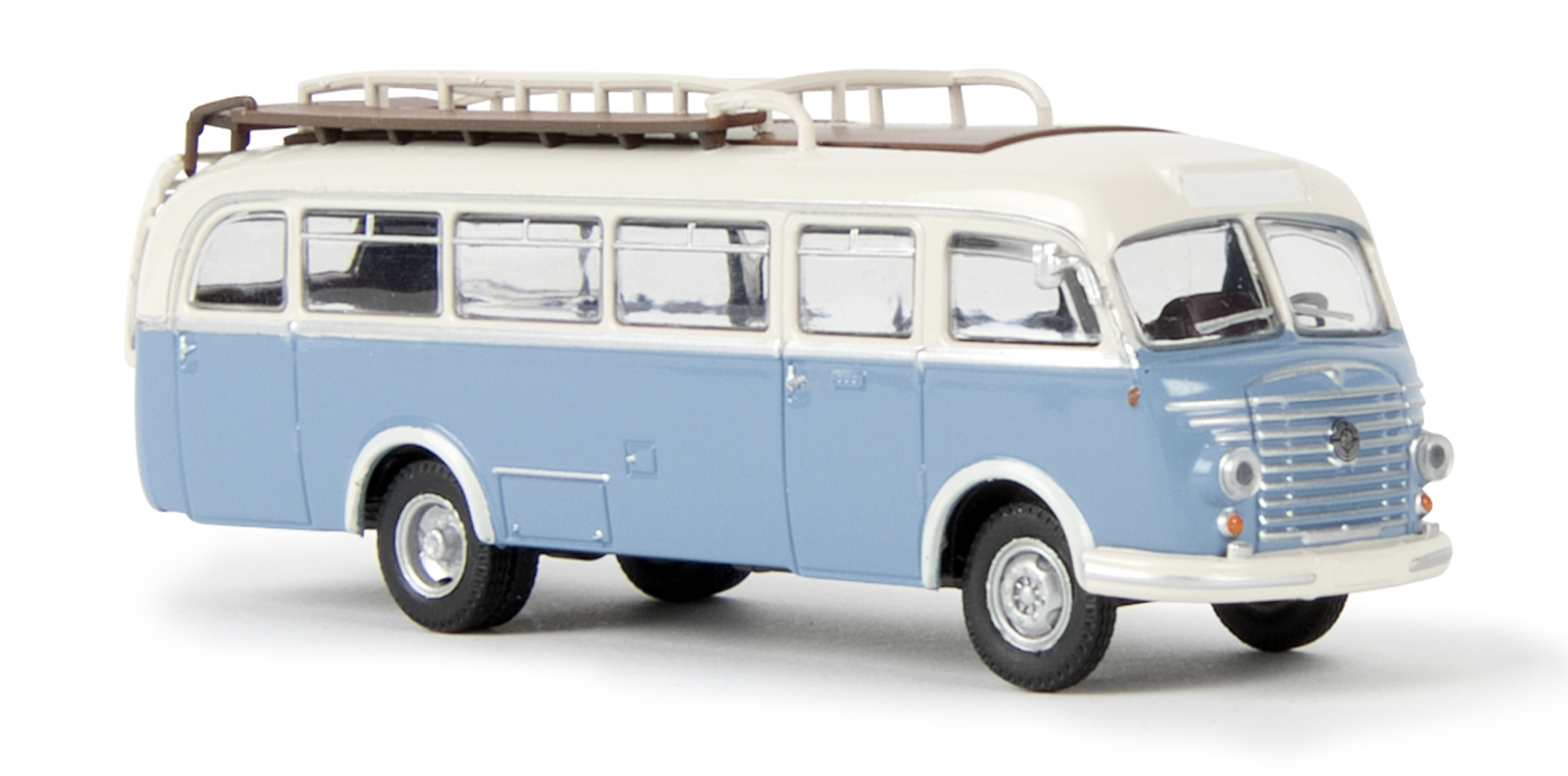 Modellspielwaren Reinhardt - 1/87 Brekina Steyr 480A Bus weiß/blau 58053