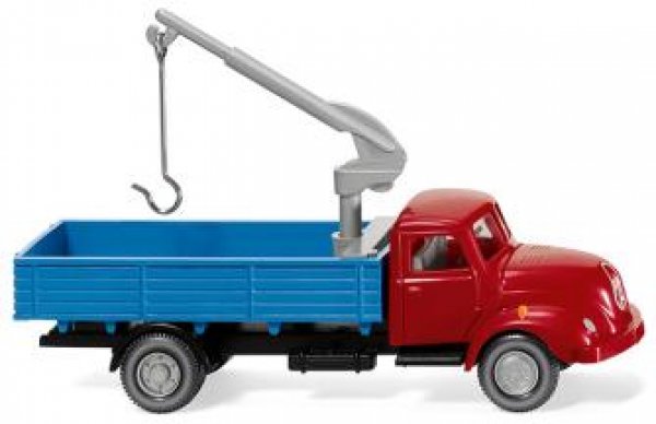 1/87 Wiking Pritschen Lkw mit Ladekran Magirus S 3500 rot blau 0420 02