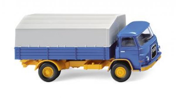 1/87 Wiking MAN 415 Pritschen-LKW blau/melonengelb 0411 02