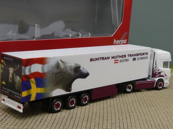 1/87 Herpa Scania R TL Muther Transporte AT Kühlkoffer-SZ 302036