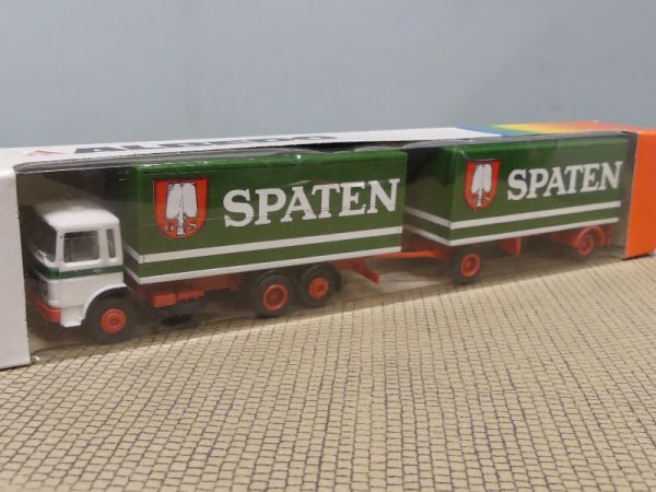 1/87 Herpa Albedo MAN F8 Spaten Bräu München Getränkekoffer-Hängerzug