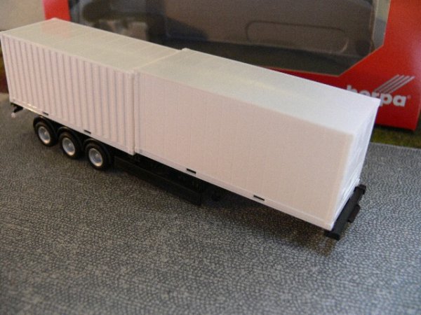 1/87 Herpa 40ft Containerchassis Krone schwarz + 2x20ft Container 076494-002