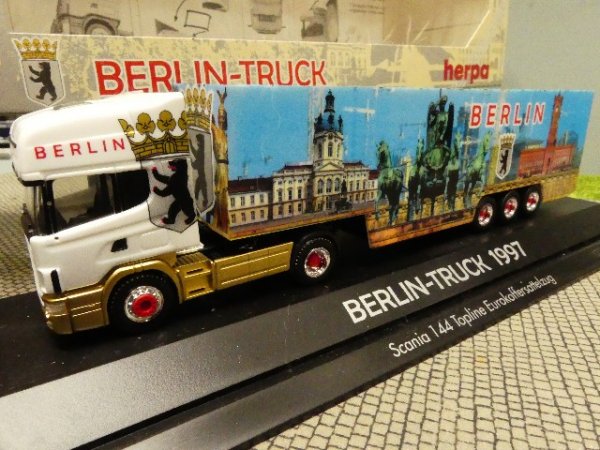 1/87 Herpa Scania 144 BERLIN TRUCK 1997 Koffer Sattelzug 186216