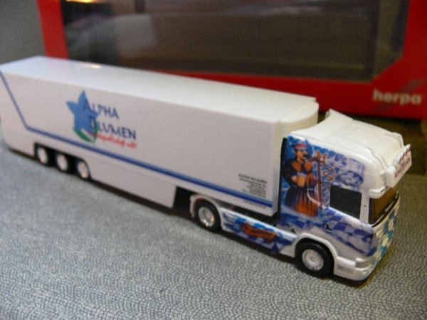 1/87 Herpa Scania R13 TL Alpha Blumen / Aloisius Kühlkoffer-SZ 304214