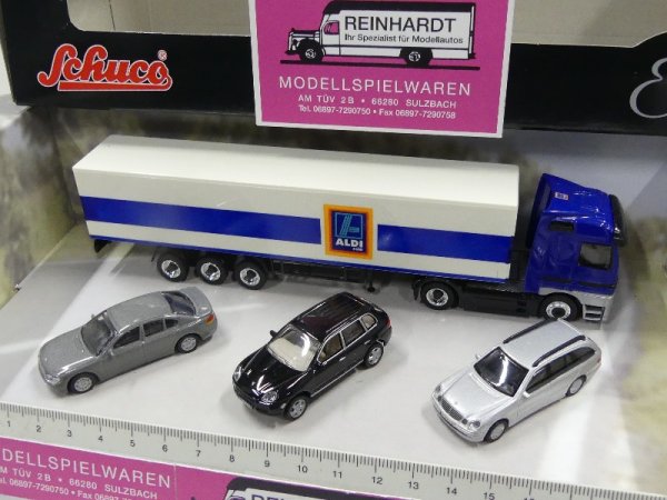 1/87 Schuco SET MB Actros ALDI + 3 PKW