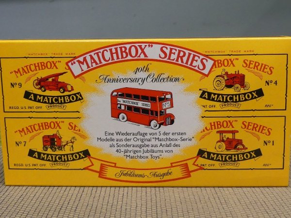 Matchbox 40 Jahre Set von 1988 # Feuerwehr-Kutsche-DD Bus-Walze-Traktor 30142