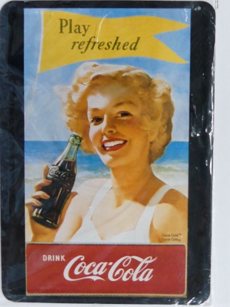 Blechschild Coca Cola Play refreshed 10 x 14 cm