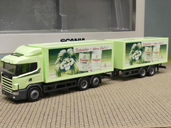 1/87 Herpa Scania Rosbacher Ur Quelle Tandem-Hängerzug