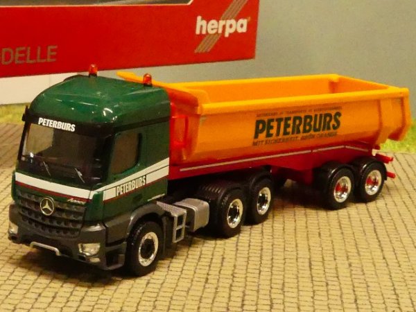 1/87 Herpa MB Arocs 6x4 Peterburs Rundmulden-Sattelzug 313766