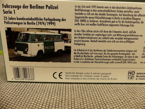 1/87 Brekina VW T2 Fahrzeuge der Berliner Polizei Serie 1 90368