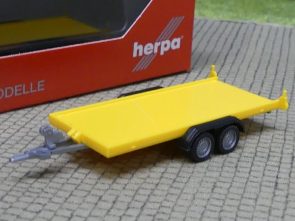 1/87 Herpa PKW-Transportanhänger 2-achs gelb 052450-003