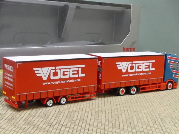 1/87 Herpa Scania CS20 VÖGEL Transporte A Tandem-Hängerzug