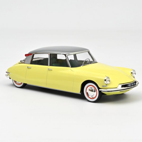 1/18 Norev Citroen DS 19 gelb + Wohnwagen 181762