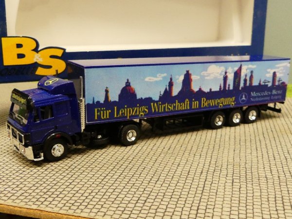 1/87 B&S MB SK Für Leipzigs Wirtschaft in Bewegung Koffer Sattelzug