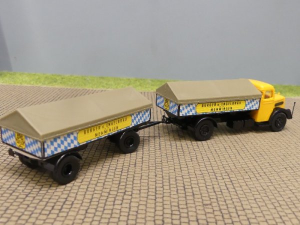 1/87 Brekina MAN F8 Bürger u. Engelbräu Planen-Hängerzug