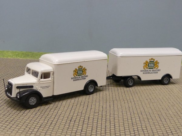 1/87 Brekina MAN F8 BBK Bayerische Brauerei Kaiserslautern Koffer-Hängerzug