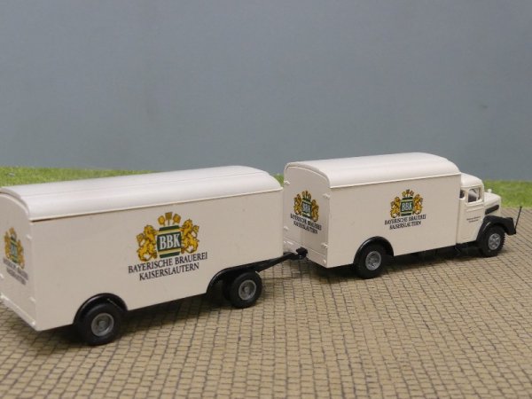 1/87 Brekina MAN F8 BBK Bayerische Brauerei Kaiserslautern Koffer-Hängerzug