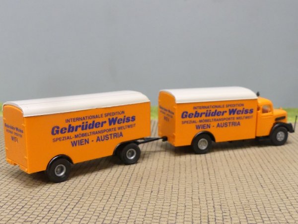 1/87 Brekina MAN F8 Gebr. Weiss Wien Austria Koffer-Hängerzug