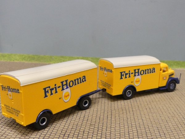 1/87 Brekina MAN F8 Fri Homa Koffer-Hängerzug