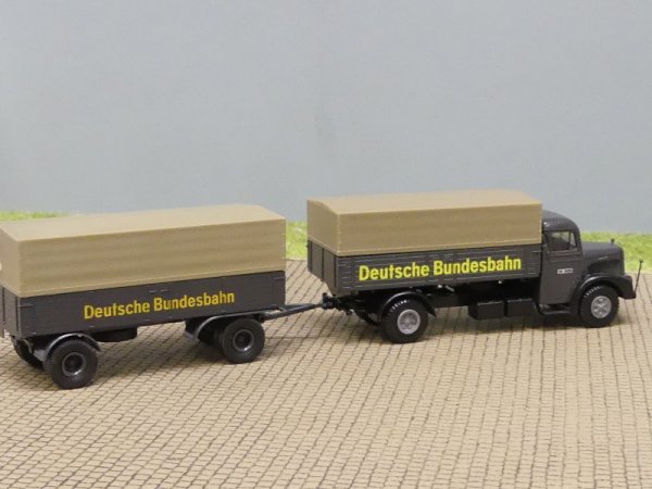 1/87 Brekina MAN F8 Deutsche Bundesbahn DB Planen-Hängerzug