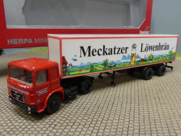 1/87 Herpa MAN F8 Meckatzer Löwenbräu Koffer-Sattelzug