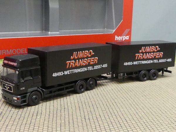 1/87 Herpa MAN F2000 Jumbo Transfer Tandem Hängerzug 195609