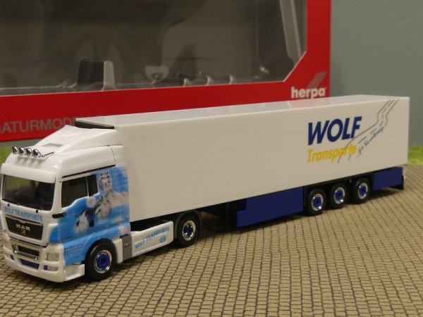 1/87 Herpa MAN TGX XLX WOLF Transporte Kühlkoffer Sattelzug 301770