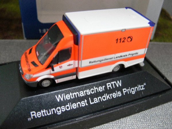 1/87 Rietze MB Sprinter WAS RTW Rettungsdienst Landkreis Prignitz 72007