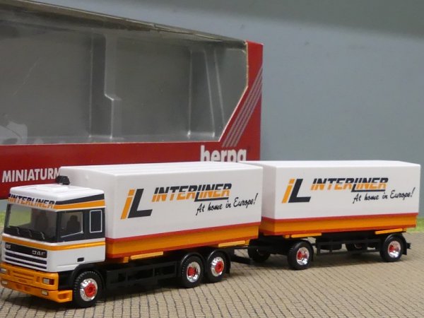 1/87 Herpa DAF 95 Interliner Wechselplanen-Hängerzug 143752