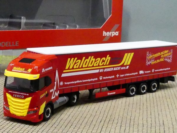 1/87 Herpa Iveco S-Way LNG Gardinenplanen-SZ Waldbach Logistik 314411