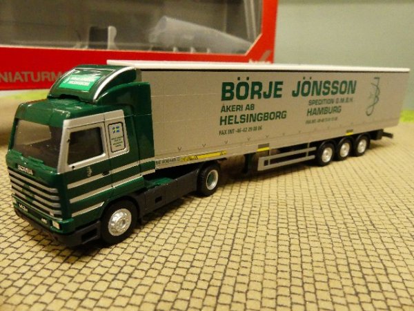 1/87 Herpa Scania 143 SL Börje Jönsson Gardinenplanen-SZ mit Bordwänden 314039