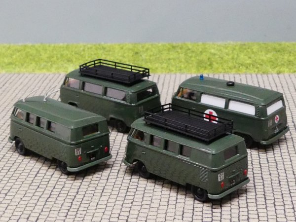 1/87 Brekina # 1912-1913 Set VW T1 2x + VW T2 2x Militär Schweiz CH 99289