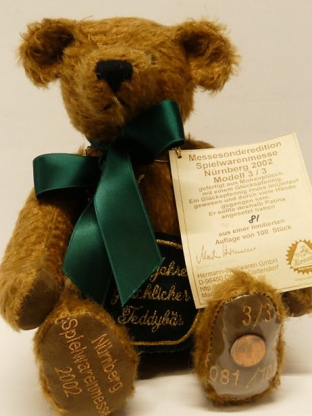 HC 7 Hermann Coburg Teddy 100 Jahre glücklicher Teddybär ca.25 cm