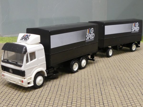 1/87 Herpa MB SK LOG SPED Planen-Sattelzug in Faltbox