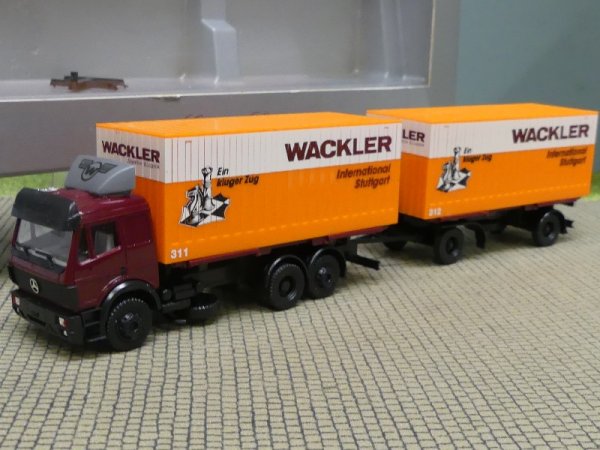 1/87 Herpa MB SK Wackler Spedition Cargo Box Hängerzug