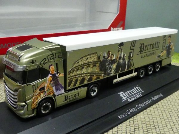 1/87 Herpa Iveco S-Way Perrotti Gladiatore Schubboden-Sattelzug 122139