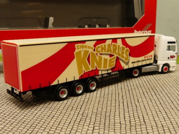 1/87 Herpa MAN TGA XXL Gardinenplanen-SZ Zirkus Charles Knie 310154