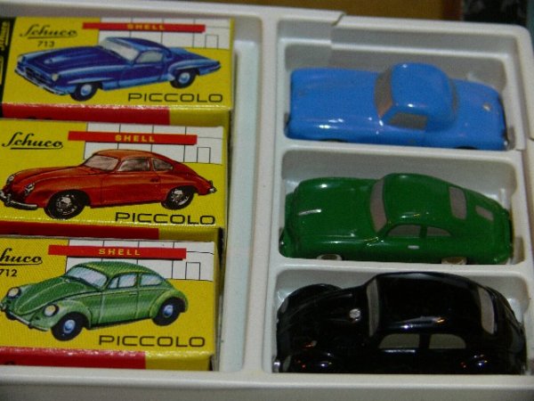 Schuco Piccolo Set Mercedes 190 SL blau,Porsche 356 A grün,VW 712 schwarz