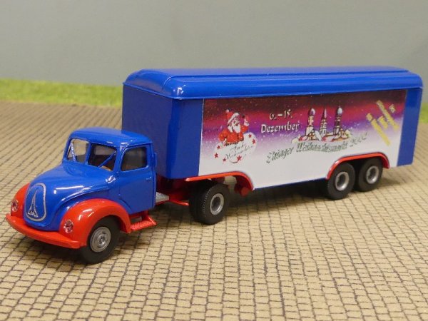 1/87 Brekina Magirus Mercur Weihnachtsmarkt 2002 Koffersattelzug