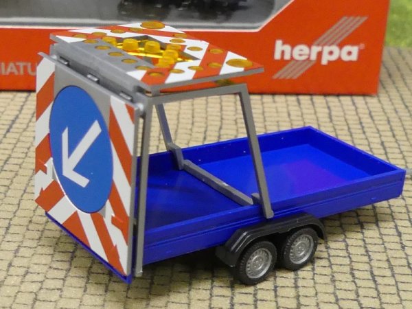 1/87 Herpa Verkehrssicherungsanhänger ultramarinblau 052368-003