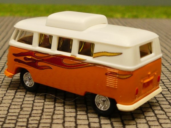 1/87 Brekina # 1814 g/w VW T1 b Camper Hubdach geschlossen Flammendekor weiss/orange Sondermodell Reinhardt