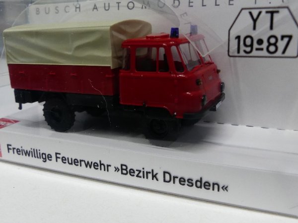 1/87 Busch Robur LO 2002 A Feuerwehr Bezirk Dresden Plane 50299