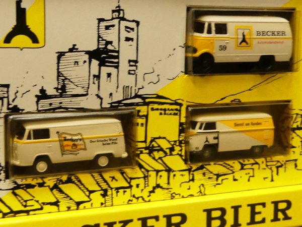 1/87 Brekina Becker Bier VW T1b MB 319 VW T2 Set Sondermodell Reinhardt