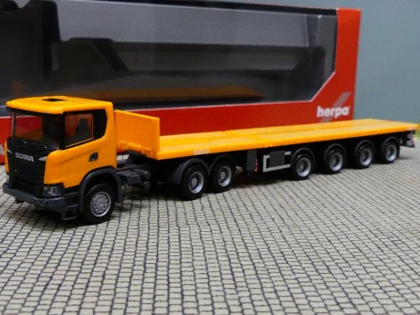 1/87 Herpa Scania CG 17 XT 6x4 Teletrailer SZ kommunalorange 311403