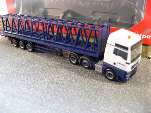 1/87 Herpa MAN TGX XLX WASEL Flachbett-SZ mit 2 Turmteilen LR 1600/2 306928