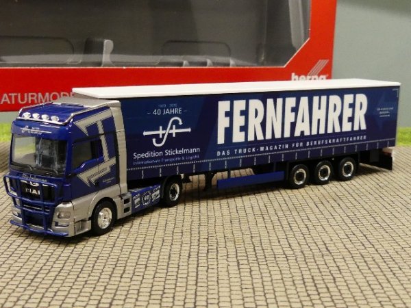 1/87 Herpa MAN TGX XXL E6c Stickelmann Fernfahrer Gardinenplanen Sattelzug 311649