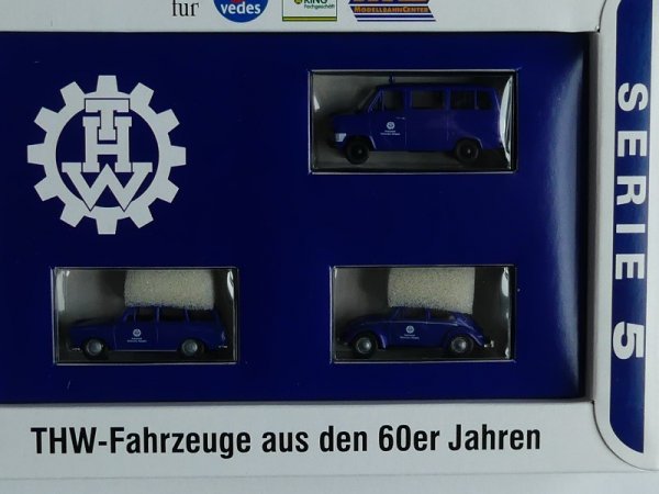 1/87 Brekina THW SET VW Käfer 1200 + VW 1500 Variant + Ford Transit Serie 5