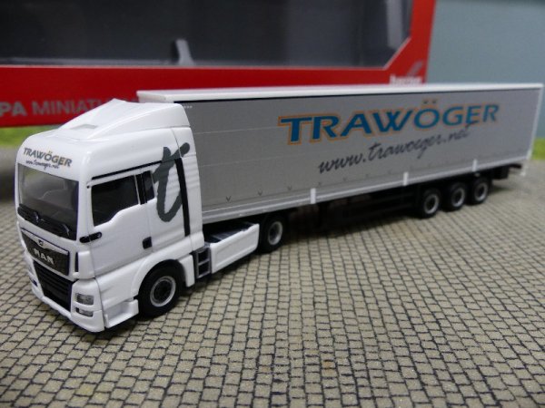 1/87 Herpa MAN TGX XLX Trawöger Gardinenplanen SZ 311779