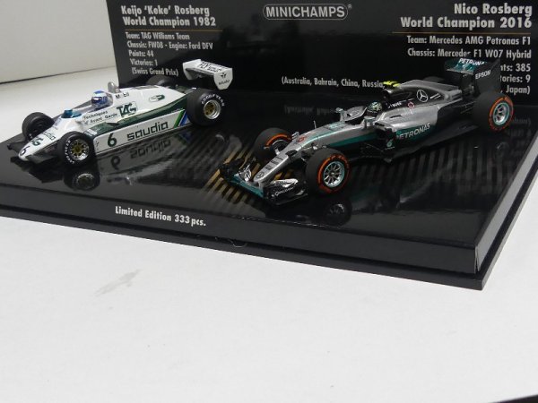 1/43 Minichamps Car Set  Williams Ford FW08 Keke Rosberg Mercedes F1 W07 1 of 333 pcs.