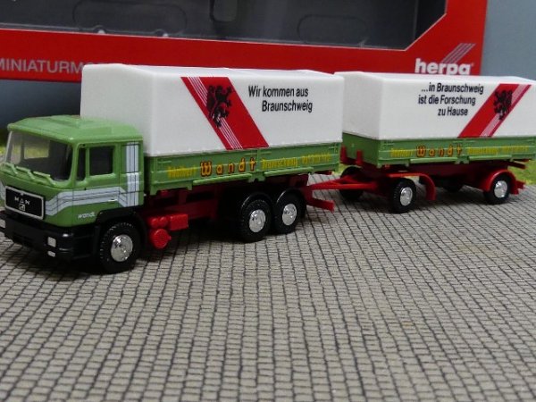 1/87 Herpa MAN F90 Wandt Braunschweig Wechselpritschen Hängerzug 859010